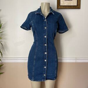 ZARA Women’s Authentic Denim By TRF Mini Button Down Dress